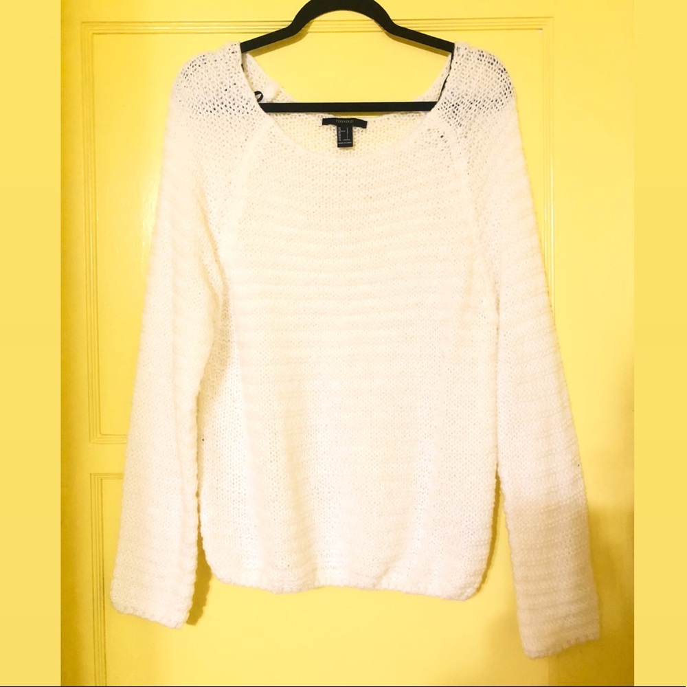 Forever 21 White Knitted Sweater Top
